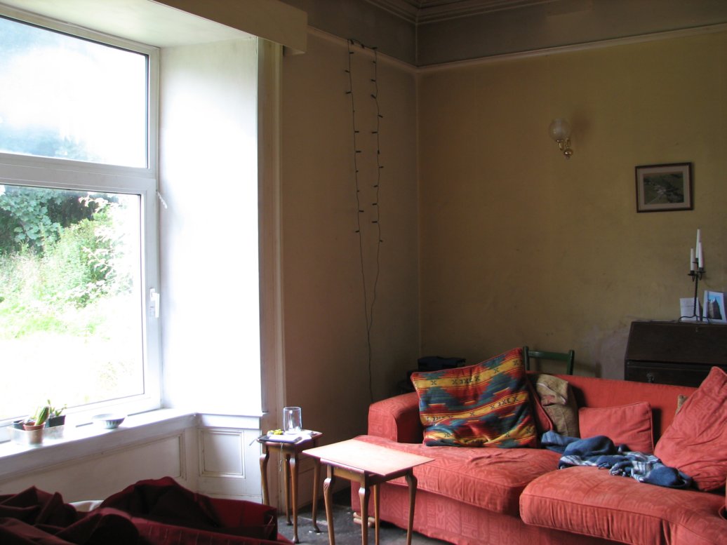 It's been difficult to get photos of the rooms, but this is our sitting room