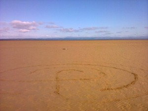 Labyrinth on Morecambe beach, between the Battery and the Midland